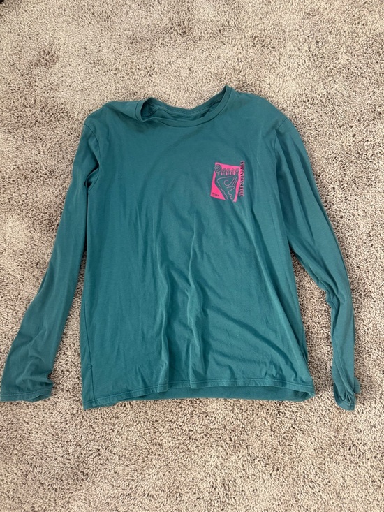 Janji Tops - Janji Women’s Large Circa Daily Teal Long-Sleeve Tee with Pink Graphic